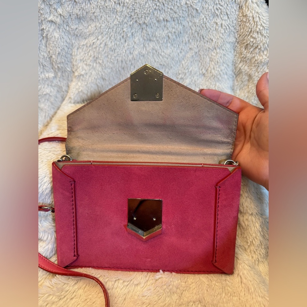 Jimmy Choo Vintage Pink Suede Envelope Clutch Chain Crossbody Bag - Picture 9 of 13